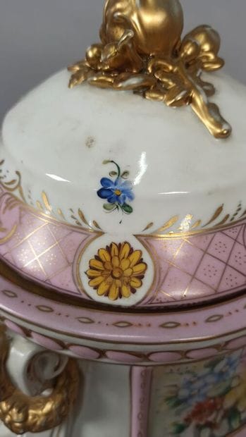 Porcelain covered vase with polychrome and...