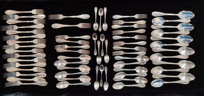 Part of a silver household set with foliage...