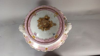 Porcelain covered vase with polychrome and...