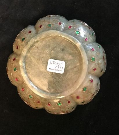 Mughal style round bowl with a ribbed body...