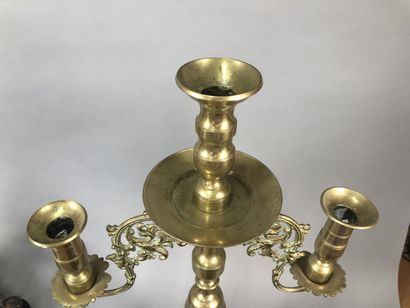 Large brass candlestick with three branches
Height...