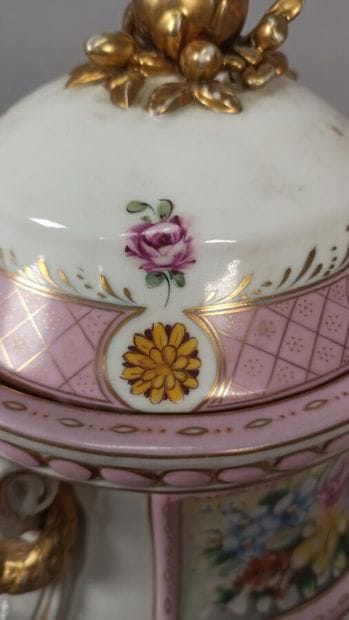 Porcelain covered vase with polychrome and...