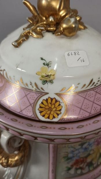 Porcelain covered vase with polychrome and...