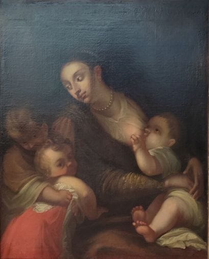 FLAMISH SCHOOL
Mother and her children
Oil...