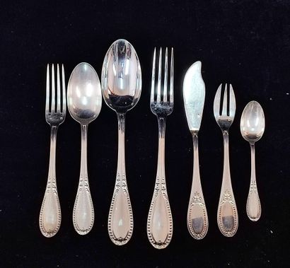 Part of a silver household set with foliage...