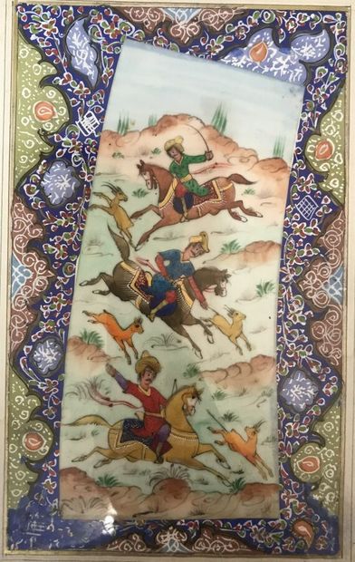 Persian miniature decorated with riders
Modern...