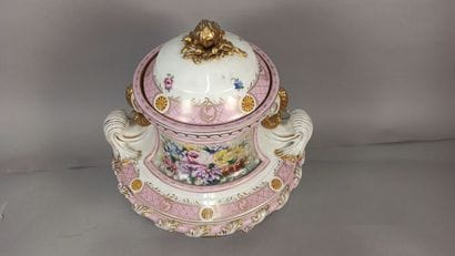 Porcelain covered vase with polychrome and...