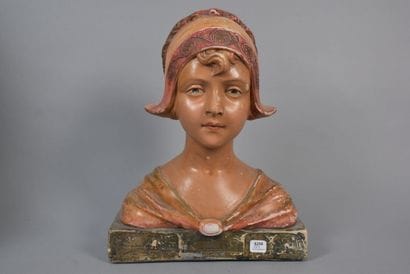 MODERN SCHOOL
Bust of a Dutch woman 
Polychrome...