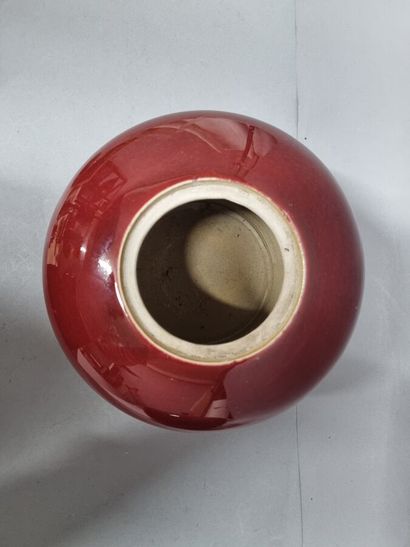 Set of three ginger pots in oxblood porcelain....