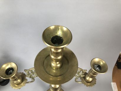 Large brass candlestick with three branches
Height...