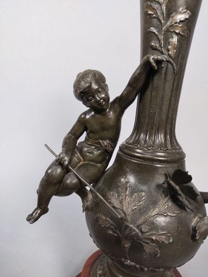 After FERRAND Ernest Justin 
Bronze vase...