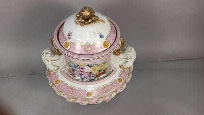 Porcelain covered vase with polychrome and...