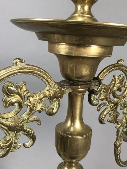 Large brass candlestick with three branches
Height...