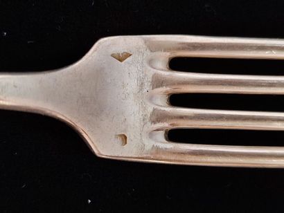 Six large silver cutlery with medallion decoration,...