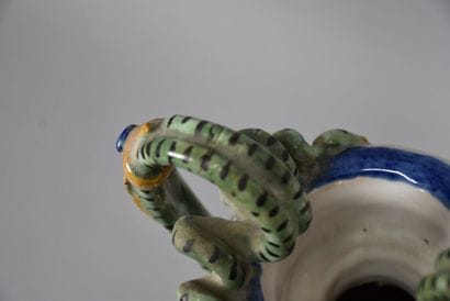 Pair of vases in the taste of Italian majolica...