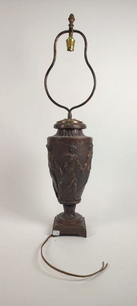 Bronze vase with brown patina decorated with...