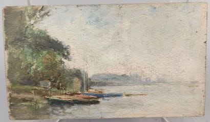 GILEMAND 
Edge of the Seine 
Oil on panel...