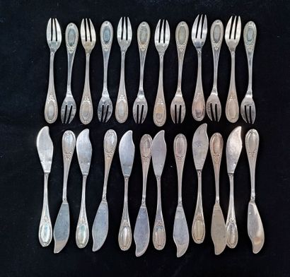 Part of a silver household set with foliage...