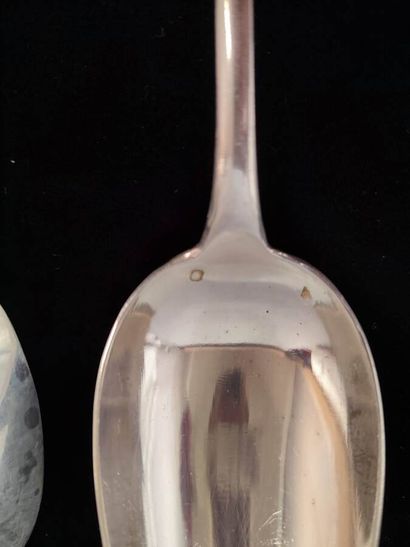 Six large silver cutlery with medallion decoration,...