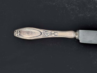 Set of silver plated knives with cored h...
