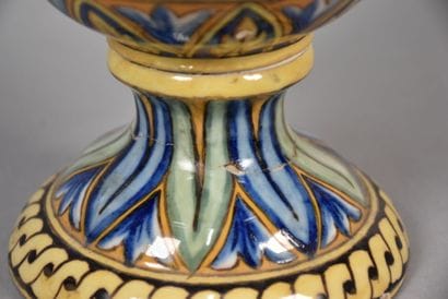Pair of vases in the taste of Italian majolica...