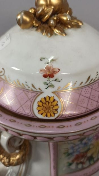 Porcelain covered vase with polychrome and...