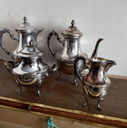 Tea and coffee set in silver plated meta...