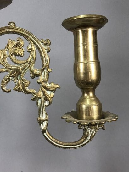 Large brass candlestick with three branches
Height...