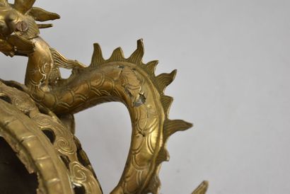 VIETNAM
Gilt bronze perfume burner with dragons...