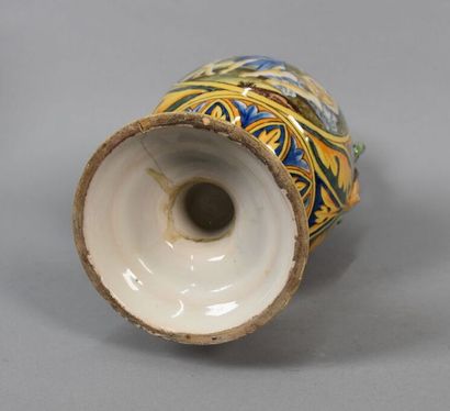 Pair of vases in the taste of Italian majolica...