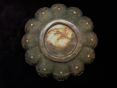 Mughal style round bowl with a ribbed body...