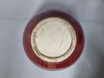 Set of three ginger pots in oxblood porcelain....