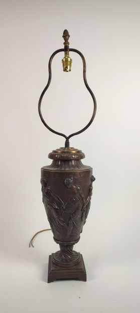Bronze vase with brown patina decorated with...