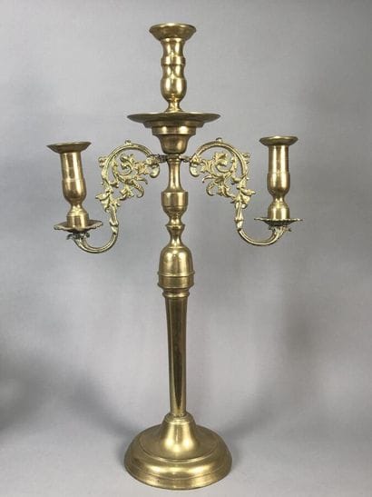 Large brass candlestick with three branches
Height...