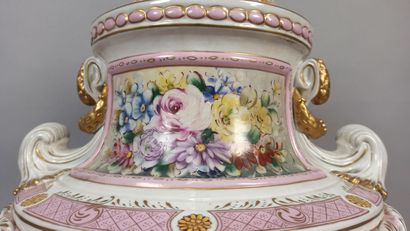 Porcelain covered vase with polychrome and...