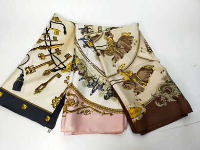 HERMES-PARIS
Three printed silk squares
-titled...