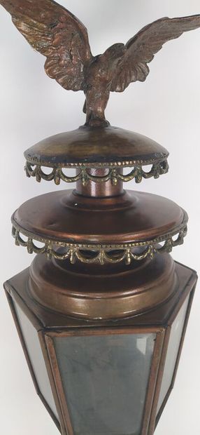 Pair of car lanterns in copper with eagle...