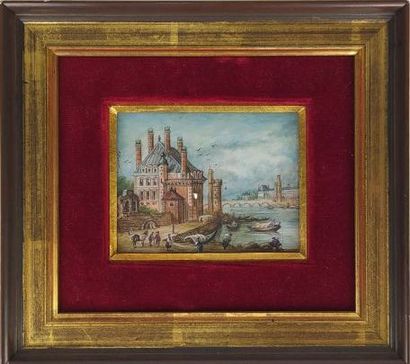Two miniatures in red velvet frame 
Views...