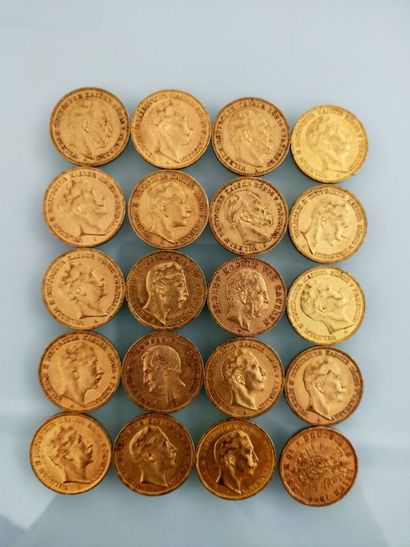 20 coins of 20 gold Mark, Germany
(worn and...