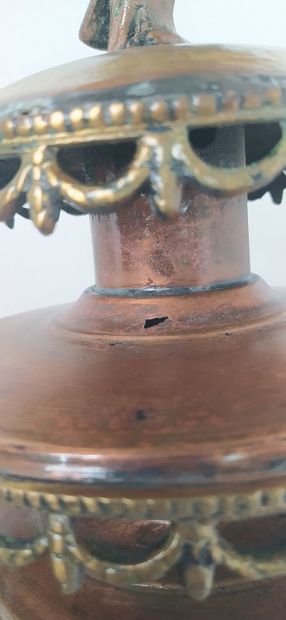 Pair of car lanterns in copper with eagle...