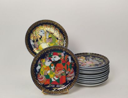 ROSENTHAL
12 porcelain plates with polychrome...