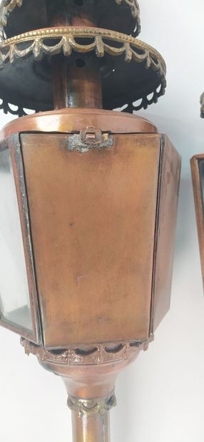 Pair of car lanterns in copper with eagle...