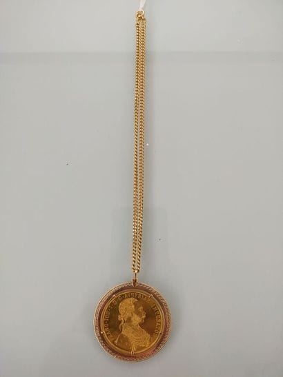 Coin FRANCOIS AUTRICHE mounted in 18 K yellow...