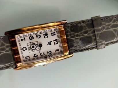 LIP 
Three Men's watch in gilded metal, leather...