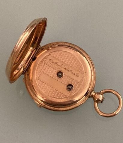 18k gold pocket watch, copper back
Monogrammed
Gross...