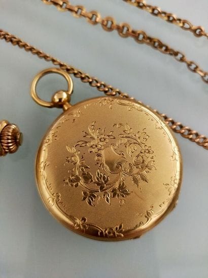 Two 18 K yellow gold pocket watches and their...