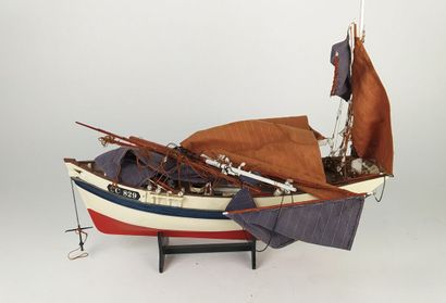 Antique model of a boat in a suitcase 
Height...