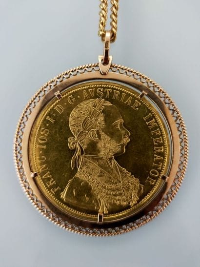 Coin FRANCOIS AUTRICHE mounted in 18 K yellow...