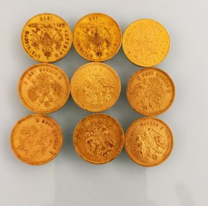 3 coins of 20 Francs gold, Franz Joseph I,...