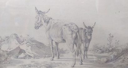 Set of two drawings, one representing a mother...